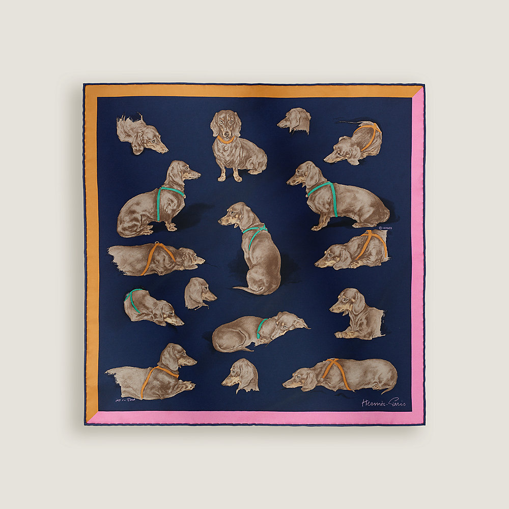 Les Bassets scarf 45 - Orange | Hermès Australia